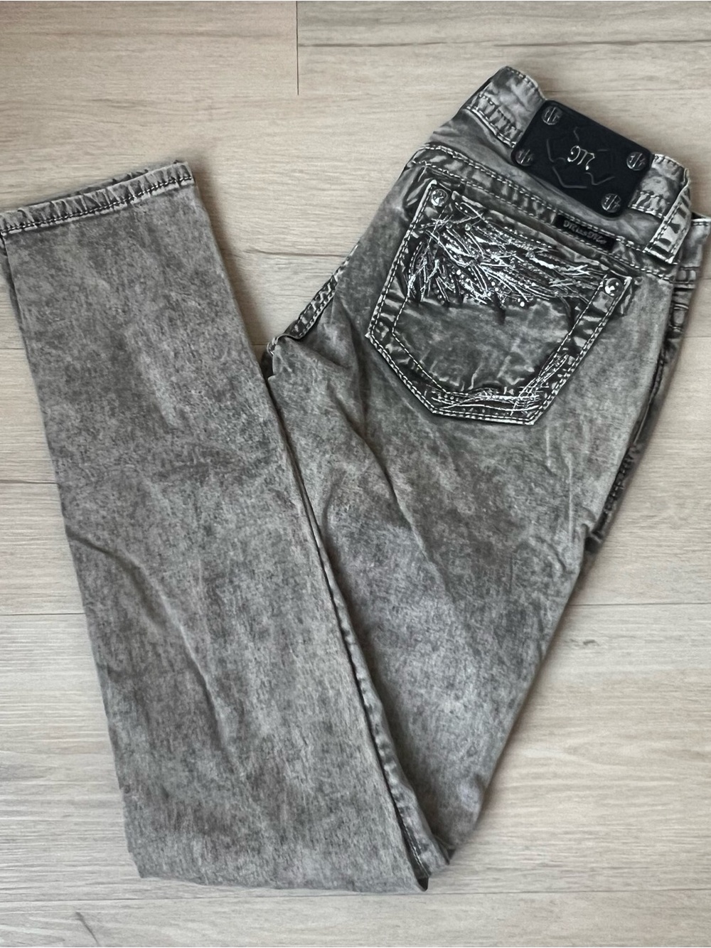 Miss Me Women's Grey Acid-Wash Skinny Jeans